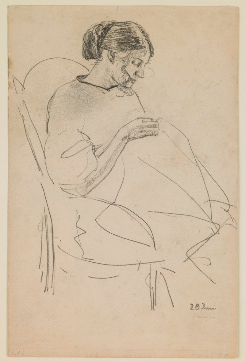 Studium szycia kobiety autorstwa Max Beckmann