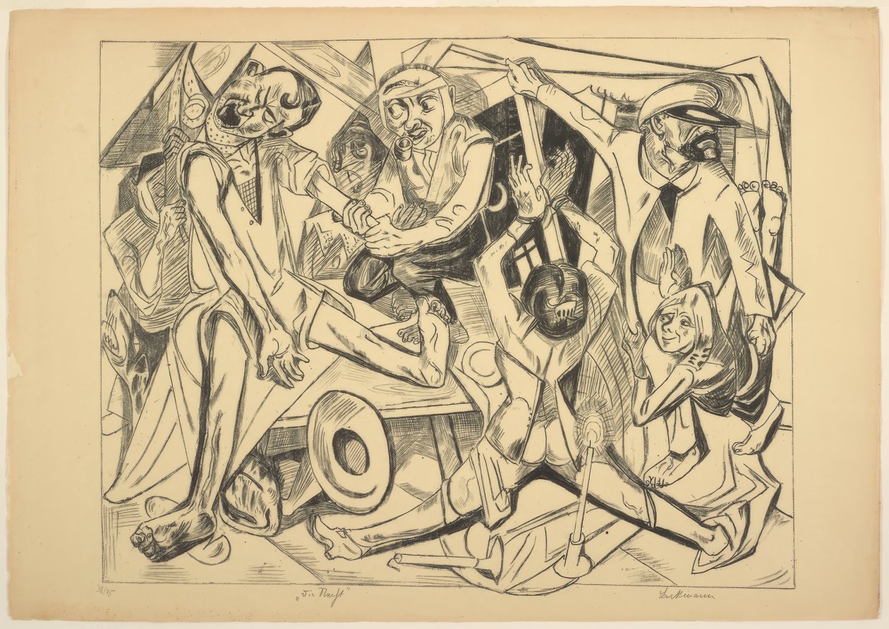 Noc, płyta siódma z Die Hölle autorstwa Max Beckmann