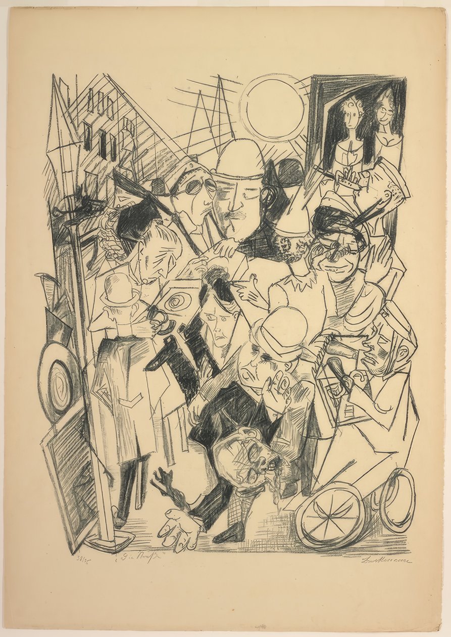 Ulica, tablica trzecia z Die Hölle autorstwa Max Beckmann