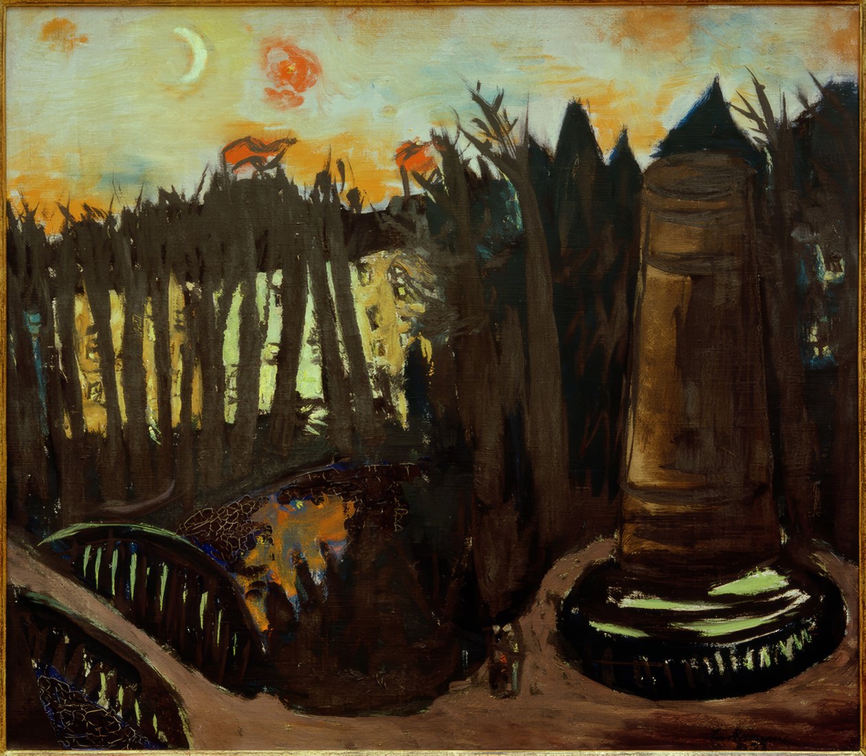 Tiergarten nocą z czerwonym niebem autorstwa Max Beckmann