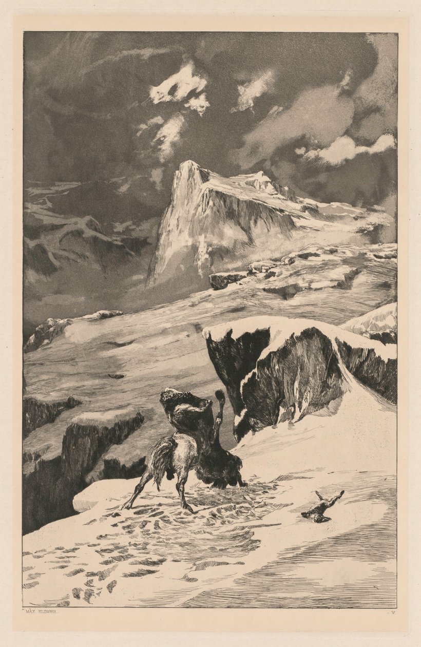 Intermezzo: Walka z centaurami Opus IV, 4, 1881. autorstwa Max Klinger
