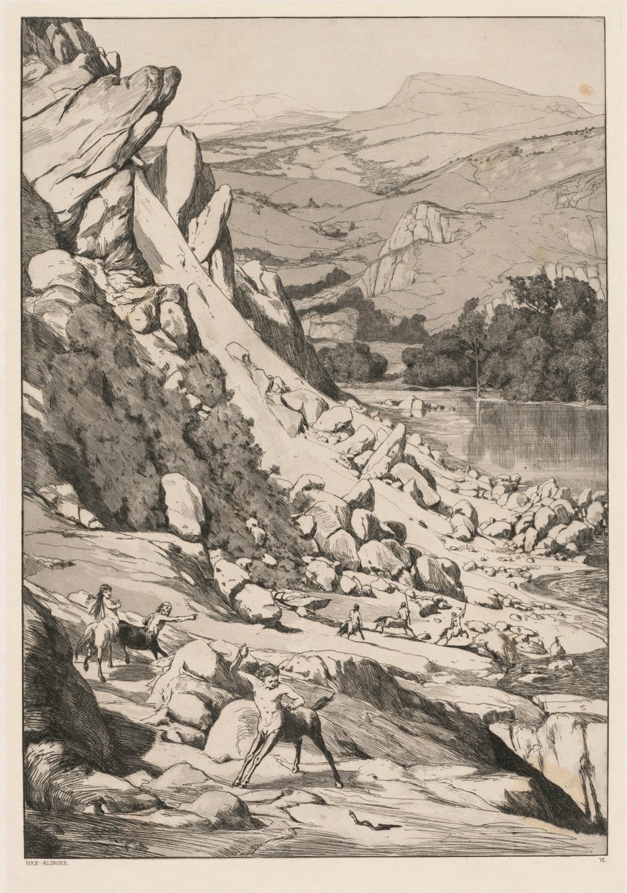 Osuwisko Opus IV, 6, 1881. autorstwa Max Klinger