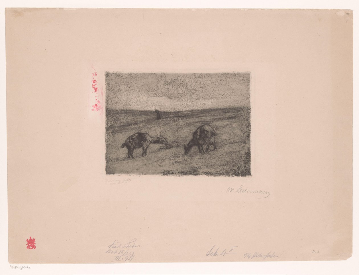 Krajobraz z pasącymi się kozami autorstwa Max Liebermann (signed by artist)