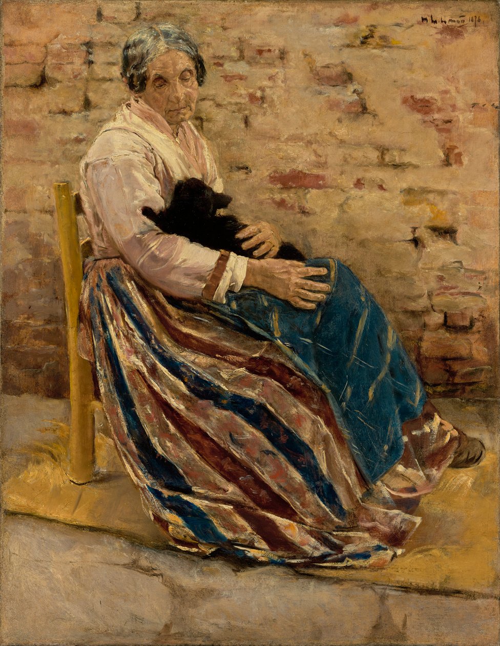 Stara kobieta z kotem, 1878 autorstwa Max Liebermann