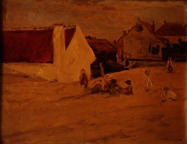 Dzieci bawiące się w wiosce autorstwa Max Liebermann