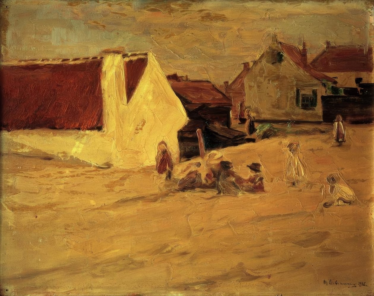 Plac wiejski z bawiącymi się dziećmi autorstwa Max Liebermann