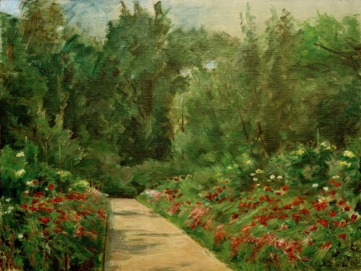 Łóżka ogrodowe ze ścieżką i kwiatami autorstwa Max Liebermann