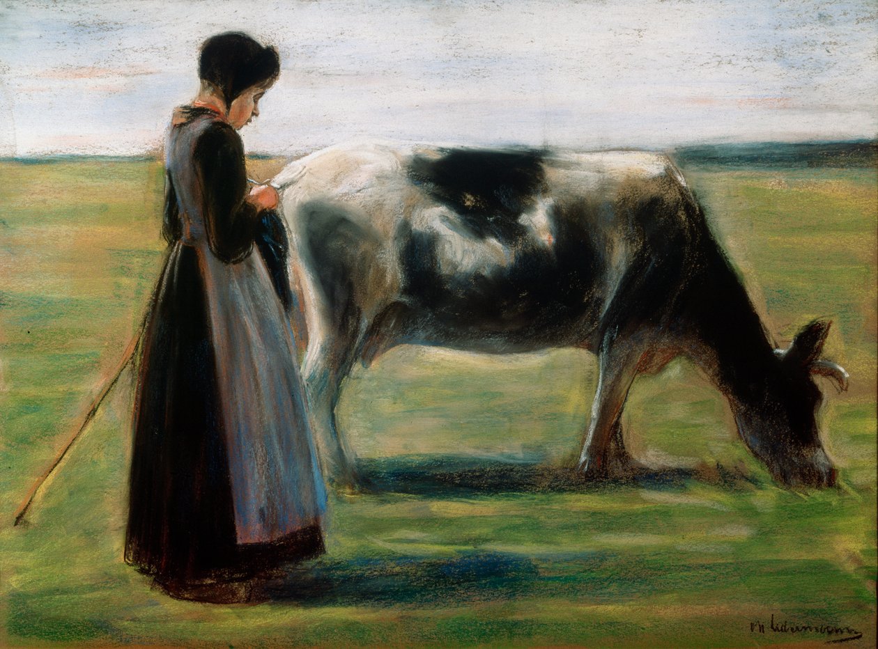 Dziewczyna z krową, XIX w. autorstwa Max Liebermann
