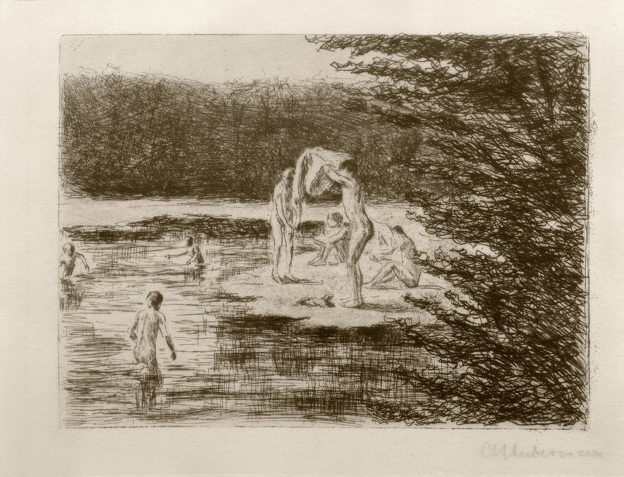 M. Liebermann, kąpiący się chłopcy autorstwa Max Liebermann