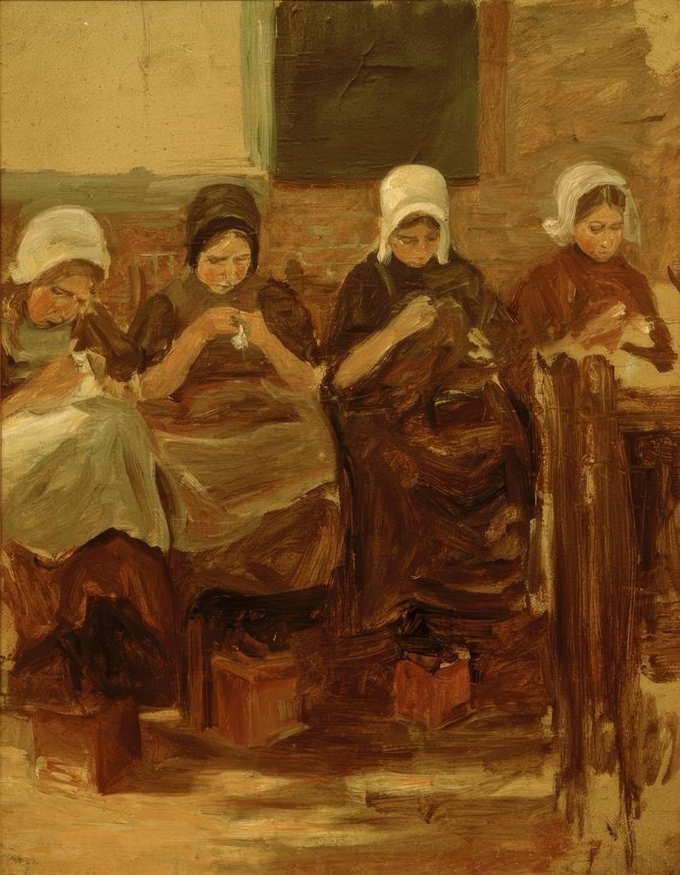 Szycie dziewczyn w Huyzen autorstwa Max Liebermann