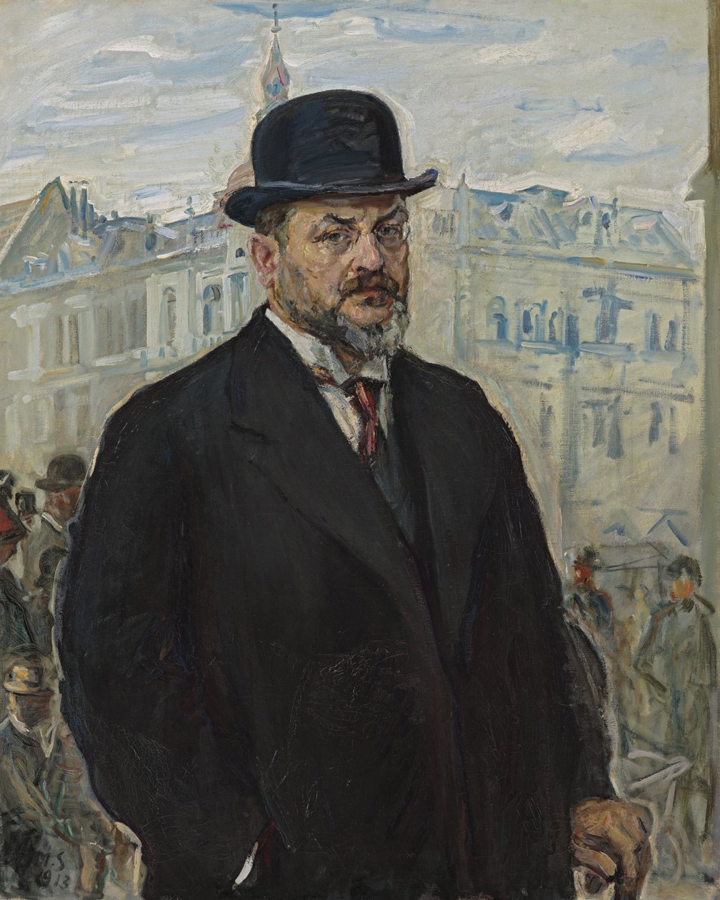 Autoportret z czarnym kapeluszem autorstwa Max Slevogt