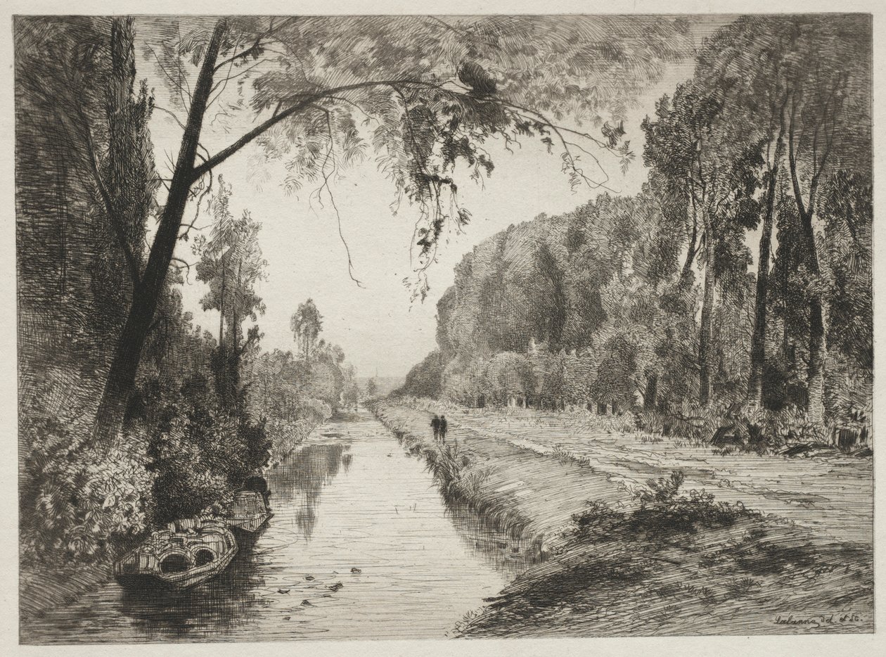 Kanał w Pont Sainte-Maxence, c. 1878. autorstwa Maxime Lalanne