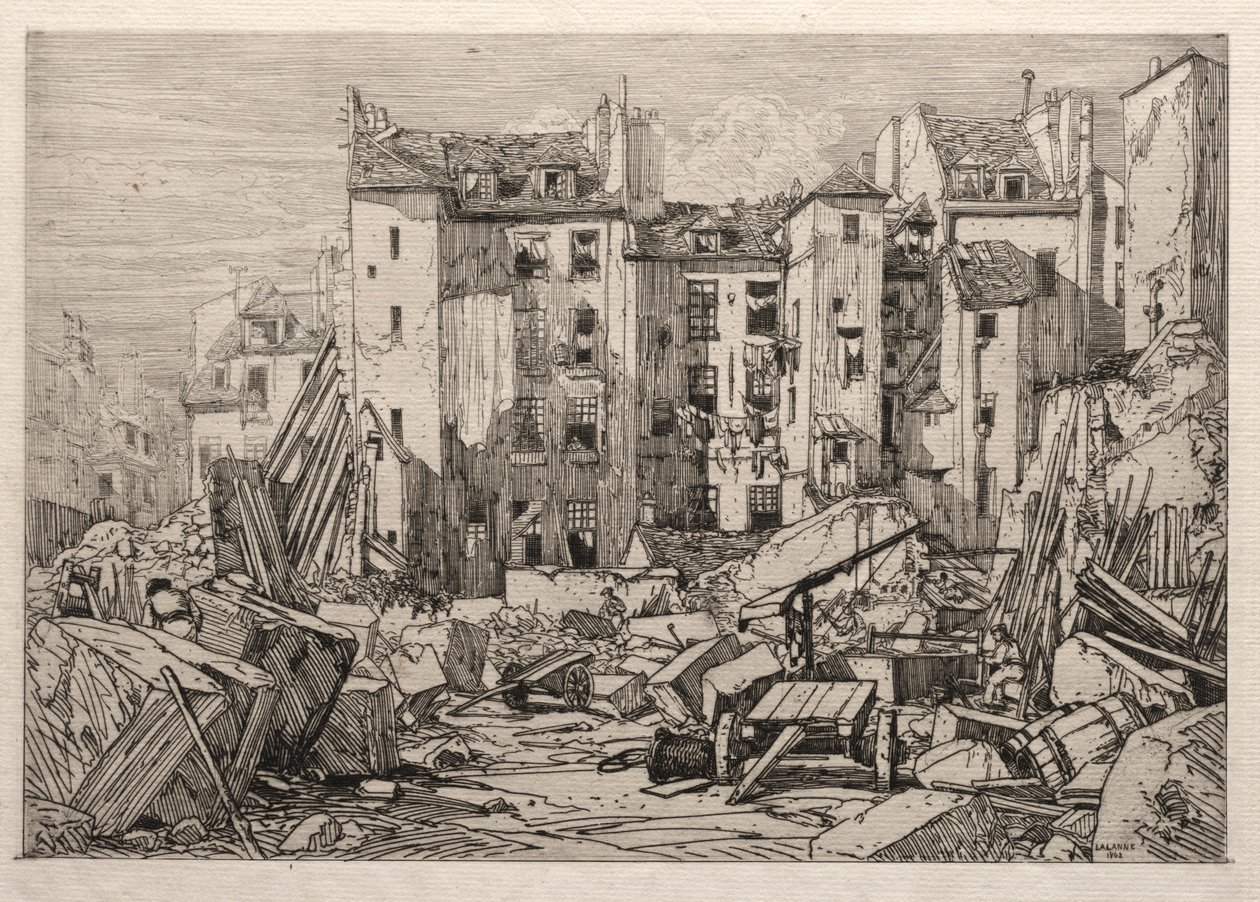 Rozbiórka starych domów w Paryżu, 1862. autorstwa Maxime Lalanne