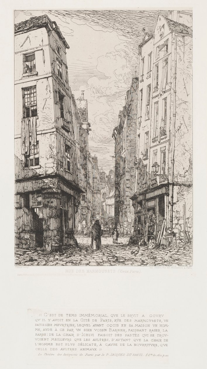 Rue des Marmosets Stary Paryż, 1862. autorstwa Maxime Lalanne