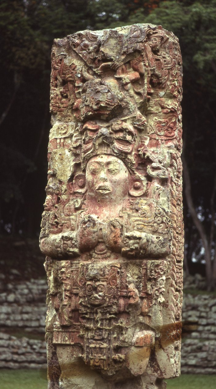 Stela C, strona zachodnia, Copan, późny okres klasyczny, 780 rne autorstwa Mayan