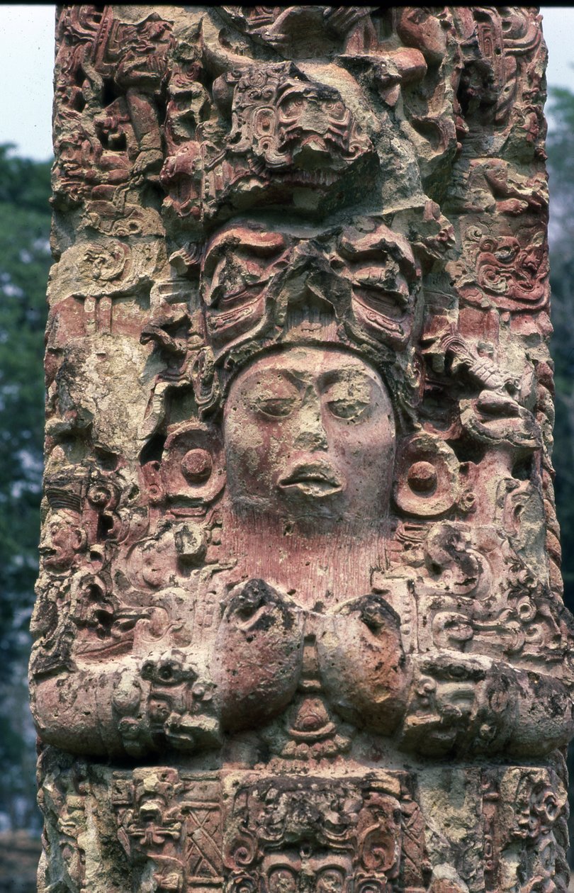 Stela C, strona zachodnia, Copan, późny okres klasyczny, 780 rne autorstwa Mayan