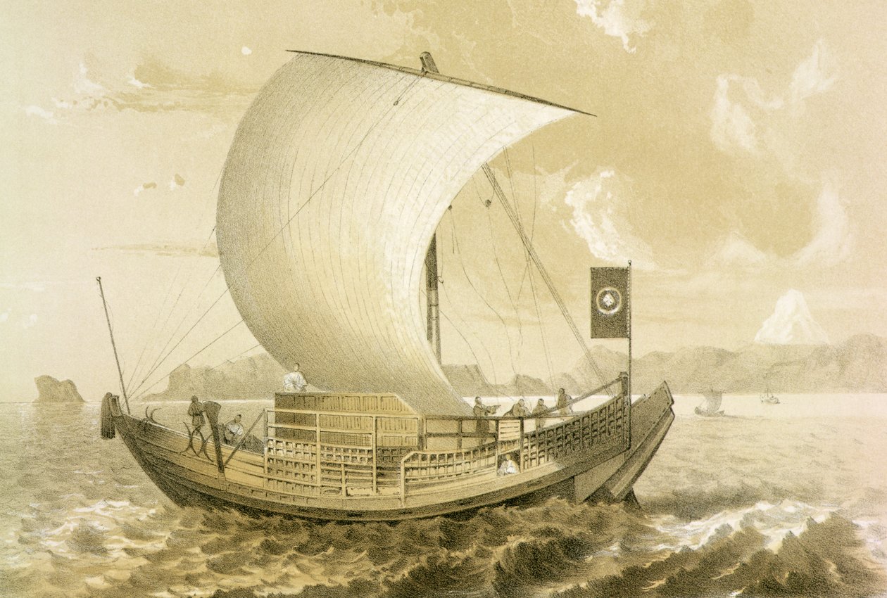 Japońska dżonka, wyd. przez Sarony und Co., c.1856 autorstwa Meffert