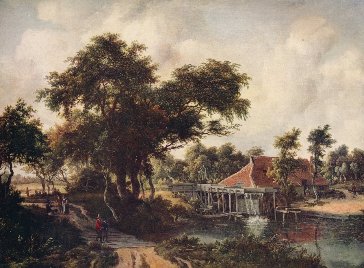 Krajobraz z młynem wodnym, c1665, c1915 autorstwa Meindert Hobbema