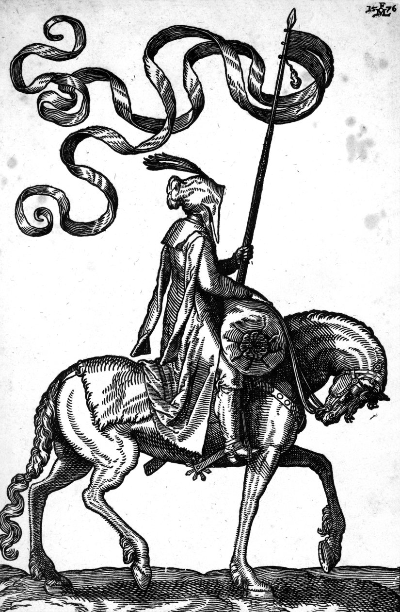 Człowiek na koniu, 1576 autorstwa Melchior Lorck