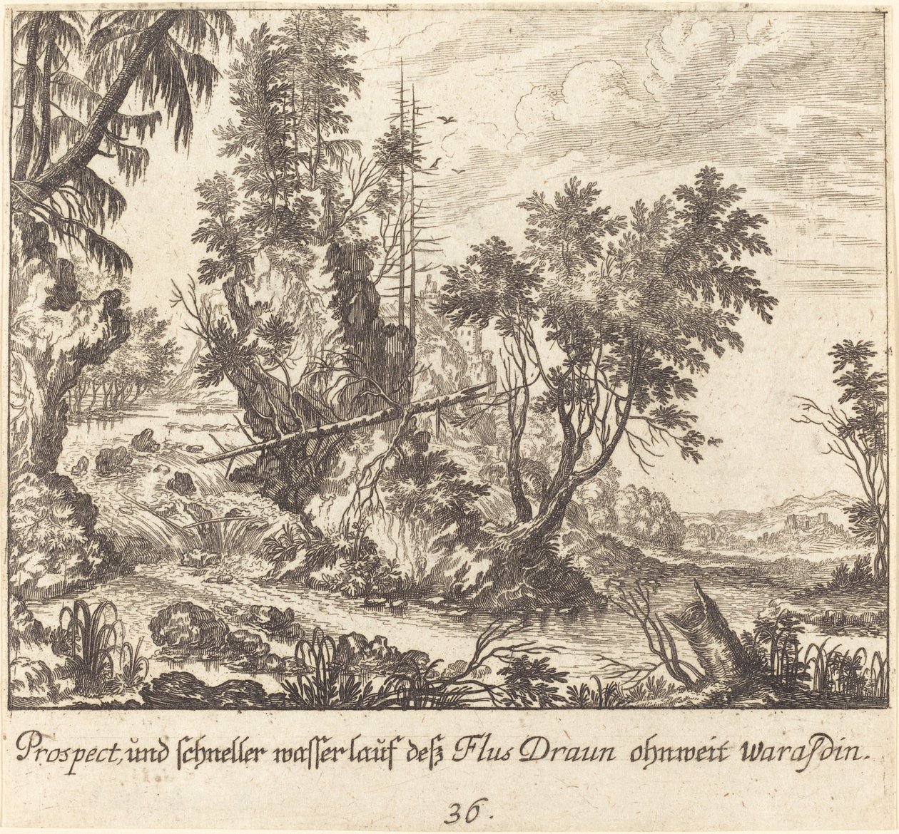 Rzeka Draun autorstwa Melchior Küsel after Johann Wilhelm Baur