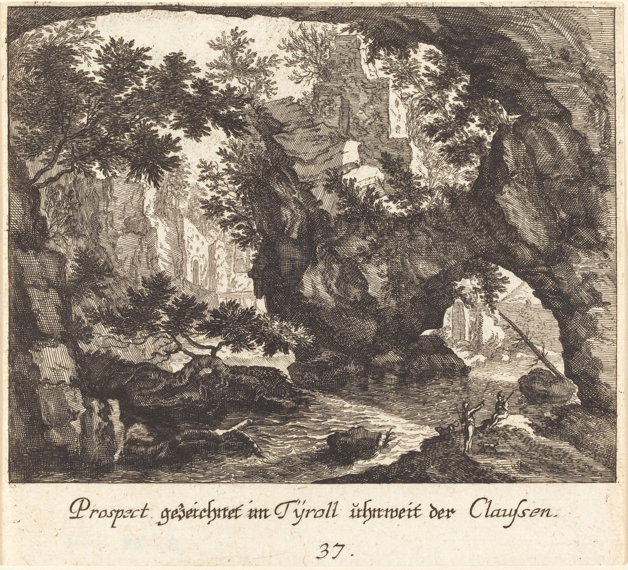 Krajobraz Tyrolu autorstwa Melchior Küsel after Johann Wilhelm Baur