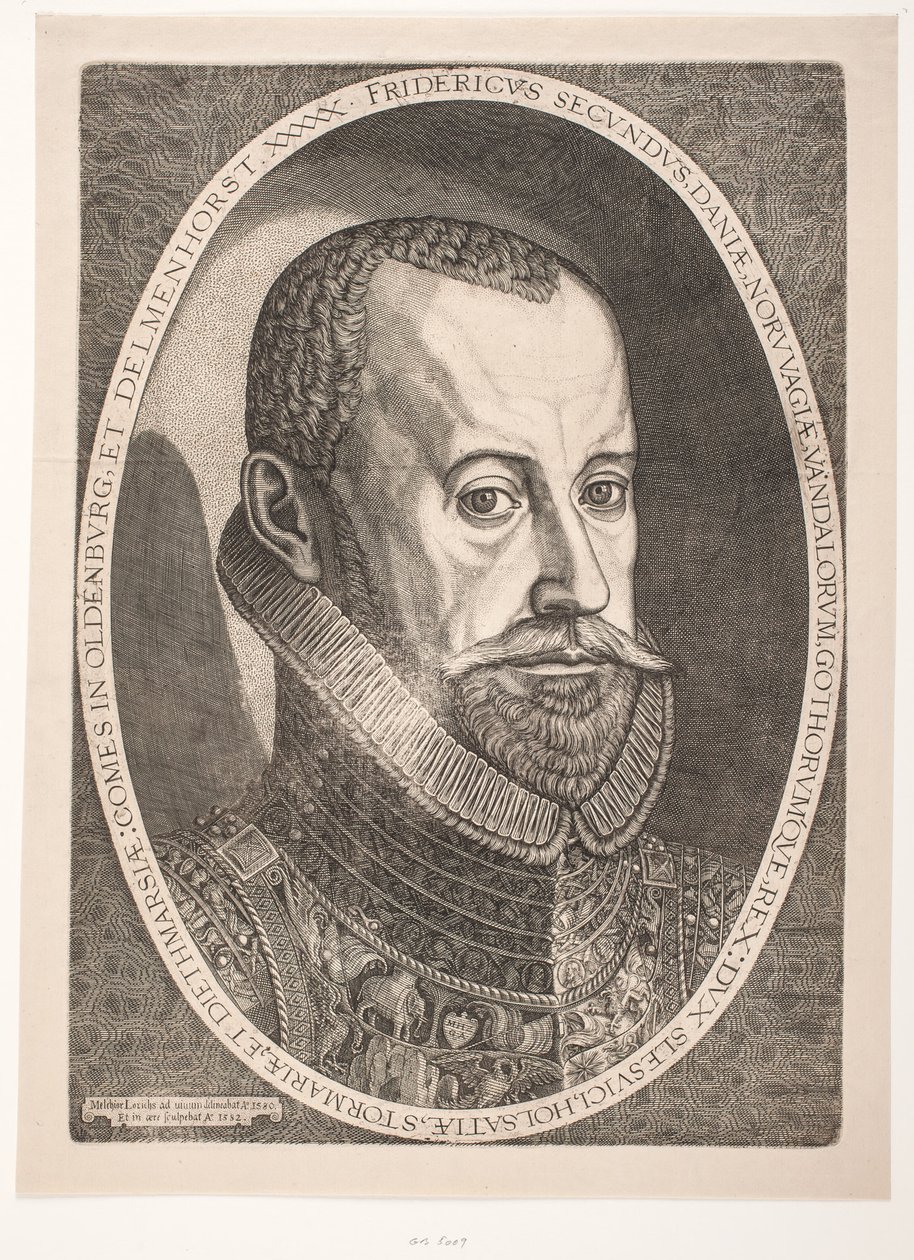 Król Fryderyk II autorstwa Melchior Lorck