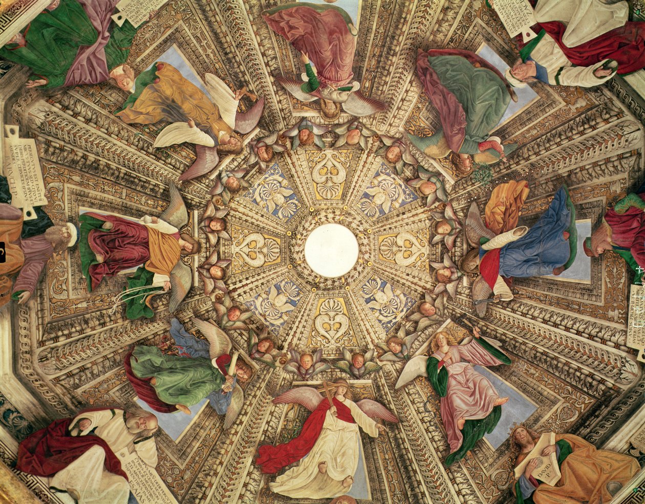Prorocy i aniołowie trzymający narzędzia męki Chrystusa, z kopuły zakrystii św. Marka, ok. 1477 autorstwa Melozzo da Forli
