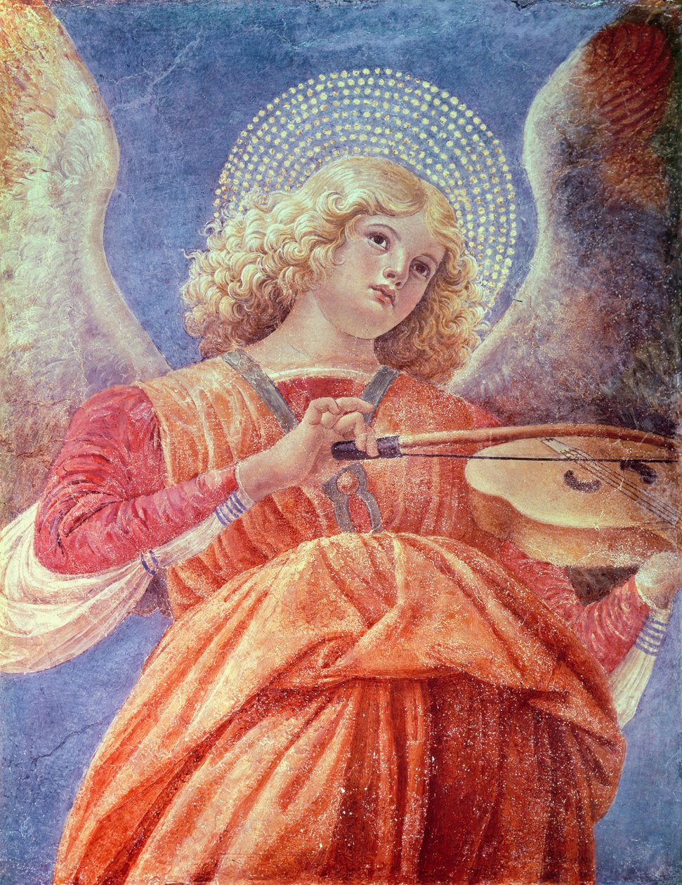 Muzykujący anioł ze skrzypcami (fresk) autorstwa Melozzo da Forli
