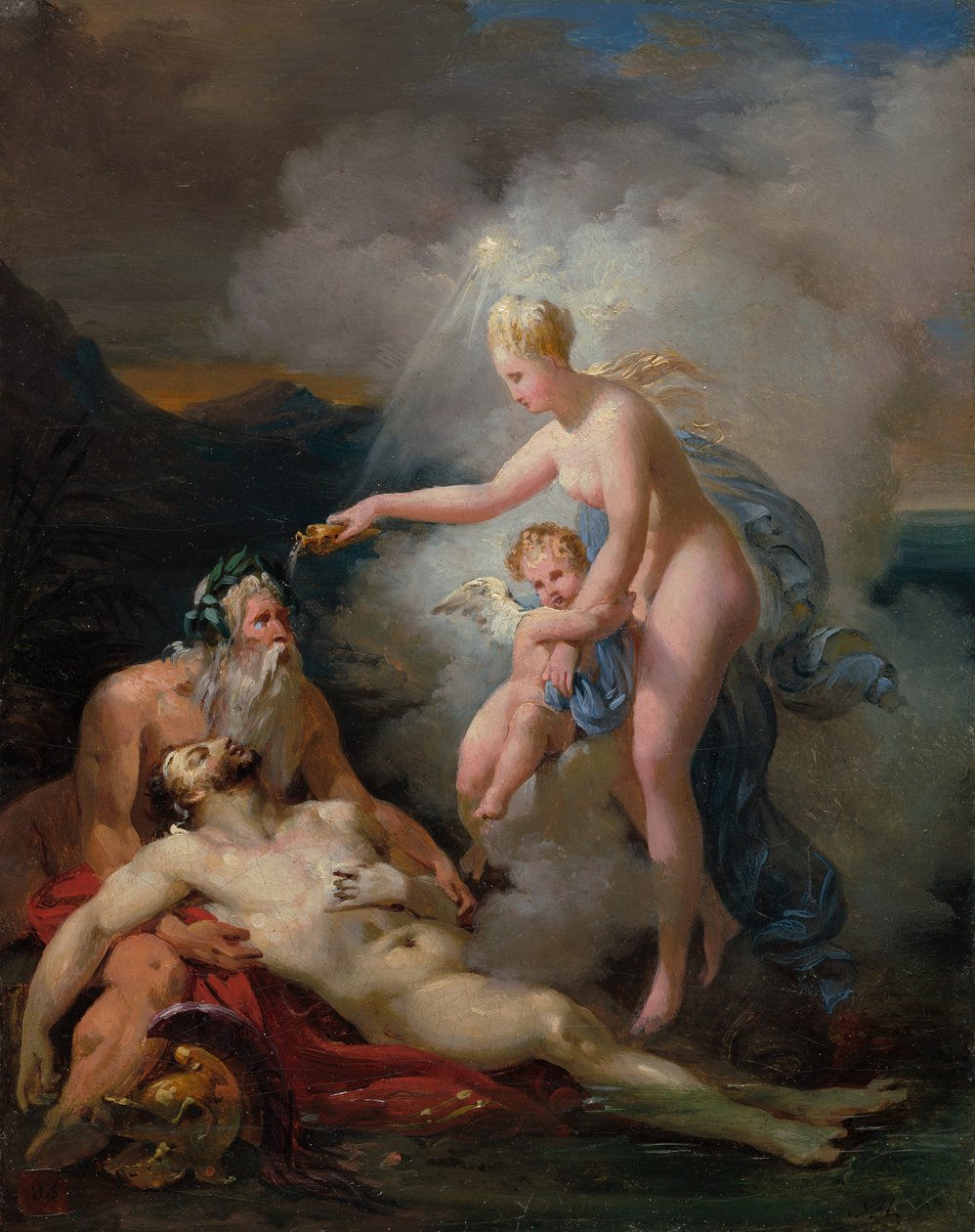 Eneasz uzdrawiający Wenus, około 1820 r. autorstwa Merry Joseph Blondel