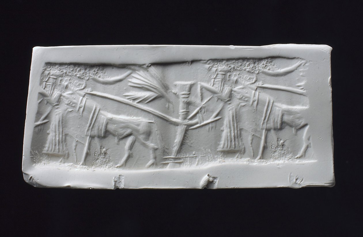 Odcisk uszczelnienia cylindra, akadyjski (skorupa) autorstwa Mesopotamian