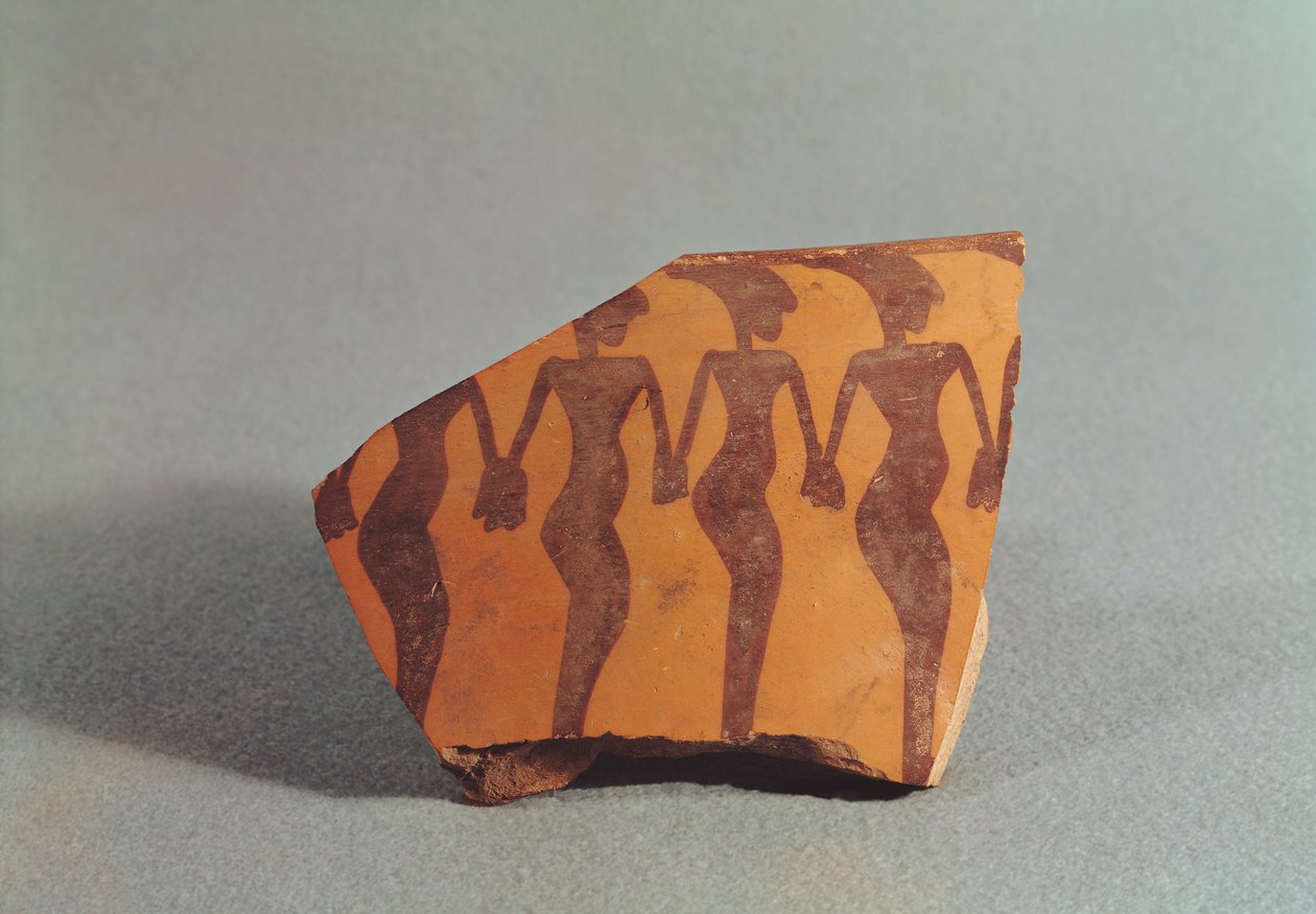 Fragment ceramiki przedstawiający tańczące kobiety, ok. 5000-4000 r. (ceramika) autorstwa Mesopotamian