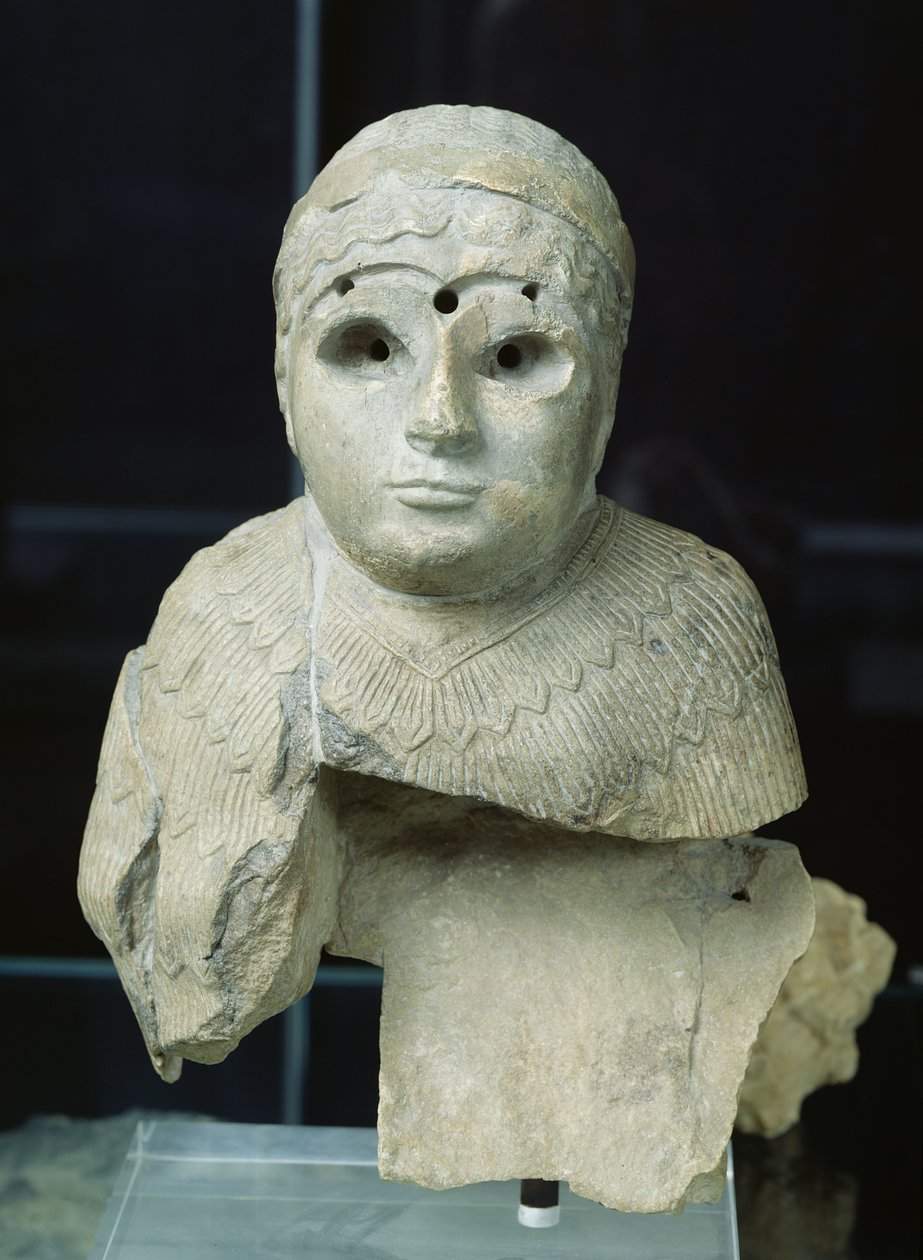 Statuetka kobiety z szalem, okres akadyjski, ok. 2340-2200 p.n.e. (wapień) autorstwa Mesopotamian