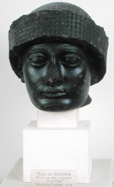 Głowa Gudei, książę Lagesz, z Telloh (starożytne Girsu) neosumeryjskie, ok. 2150 pne (dioryt) autorstwa Mesopotamian