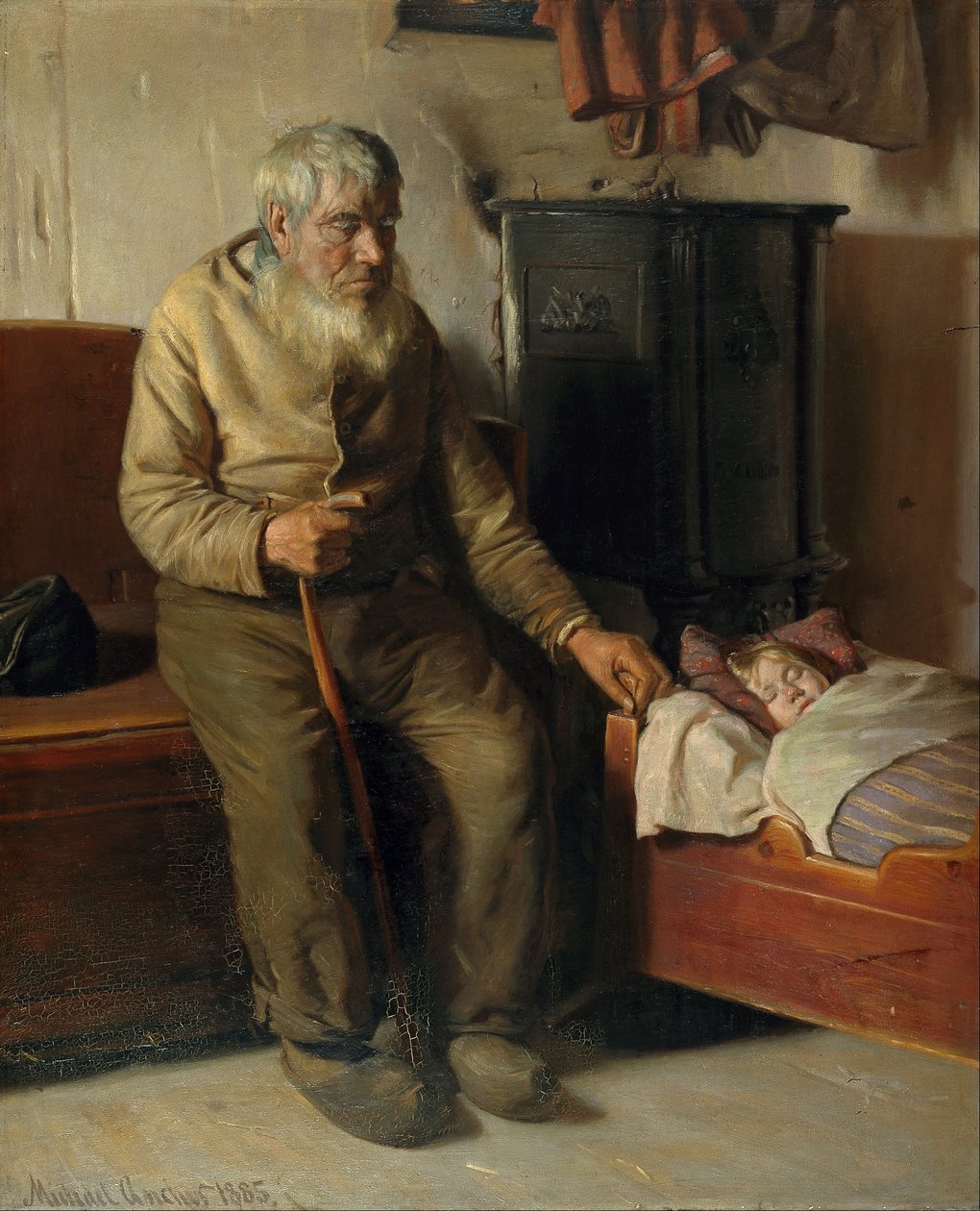 Ślepy Kristian opiekujący się dzieckiem autorstwa Michael Peter Ancher