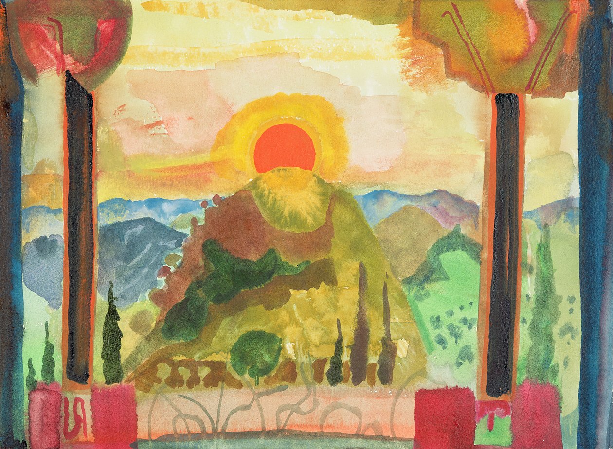 Zachód słońca nad Abruzzi, ok. 1980-89 (wc na papierze) autorstwa Michael Chase
