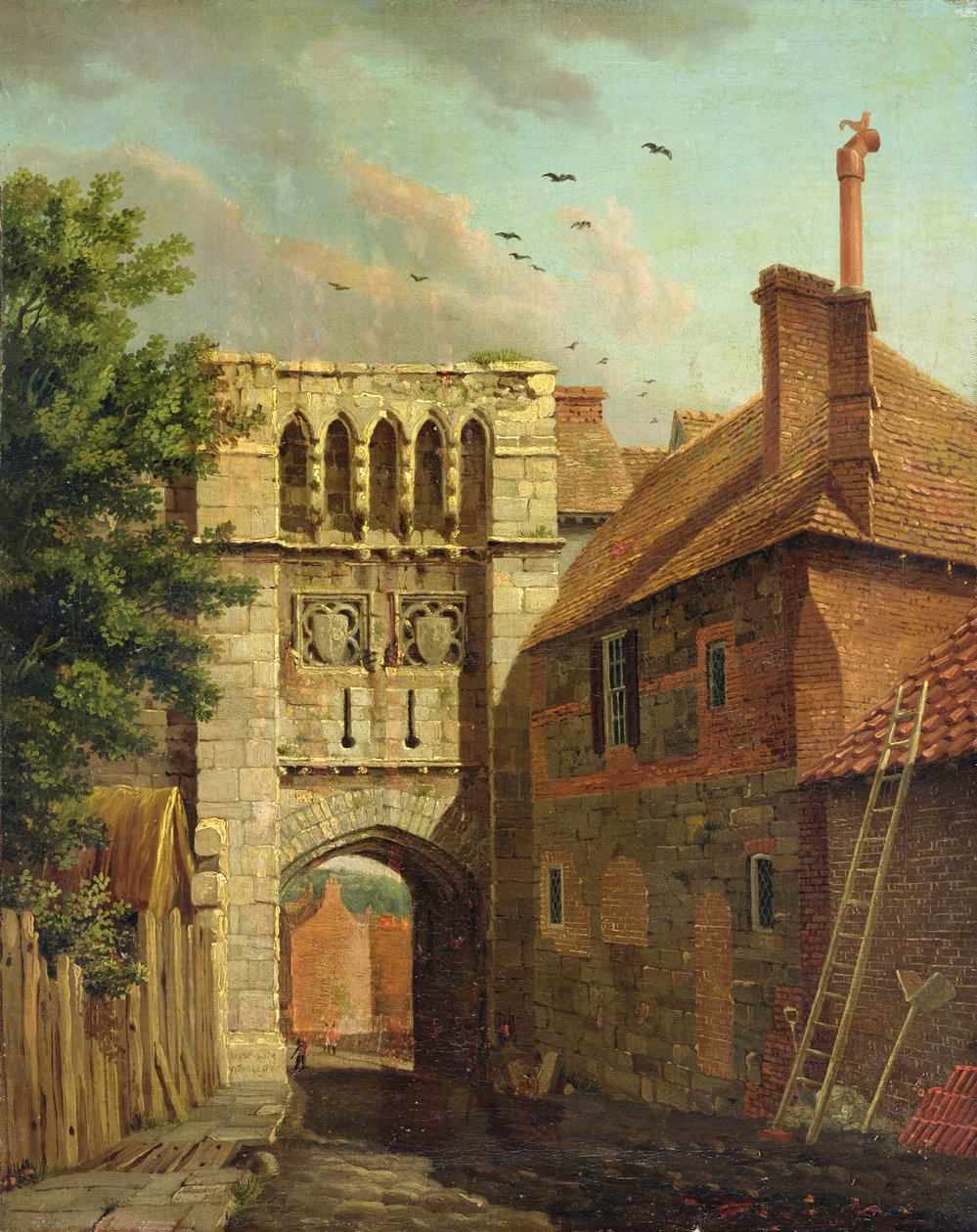 Westgate, Winchester (olej na płótnie) autorstwa Michael (1743 1801) Rooker