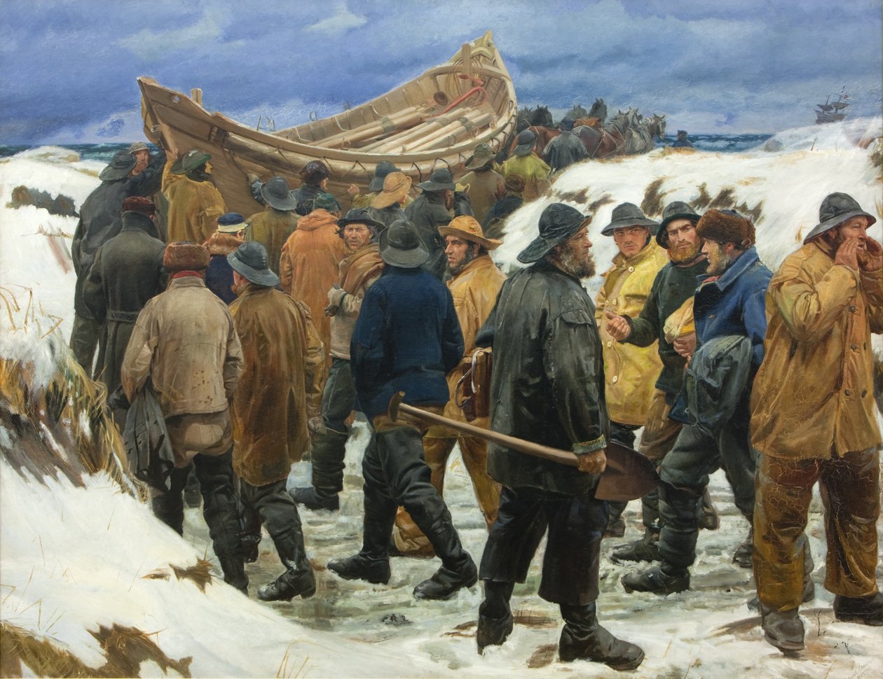 Łódź ratunkowa jest prowadzona przez wydmy autorstwa Michael Ancher