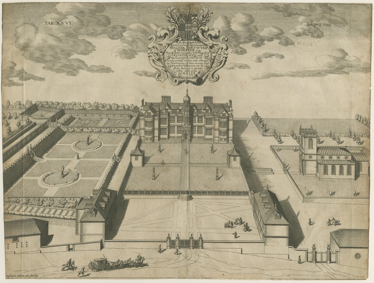 Ingestre Hall: miedzioryt, nd [1653-1686] (druk) autorstwa Michael Burghers