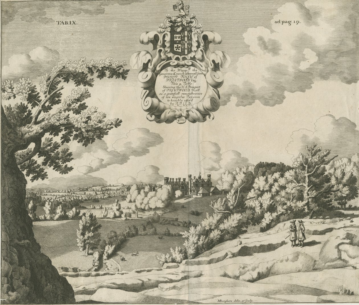 Prestwood Hall: grawerowanie, nd [1653-1727] autorstwa Michael Burghers