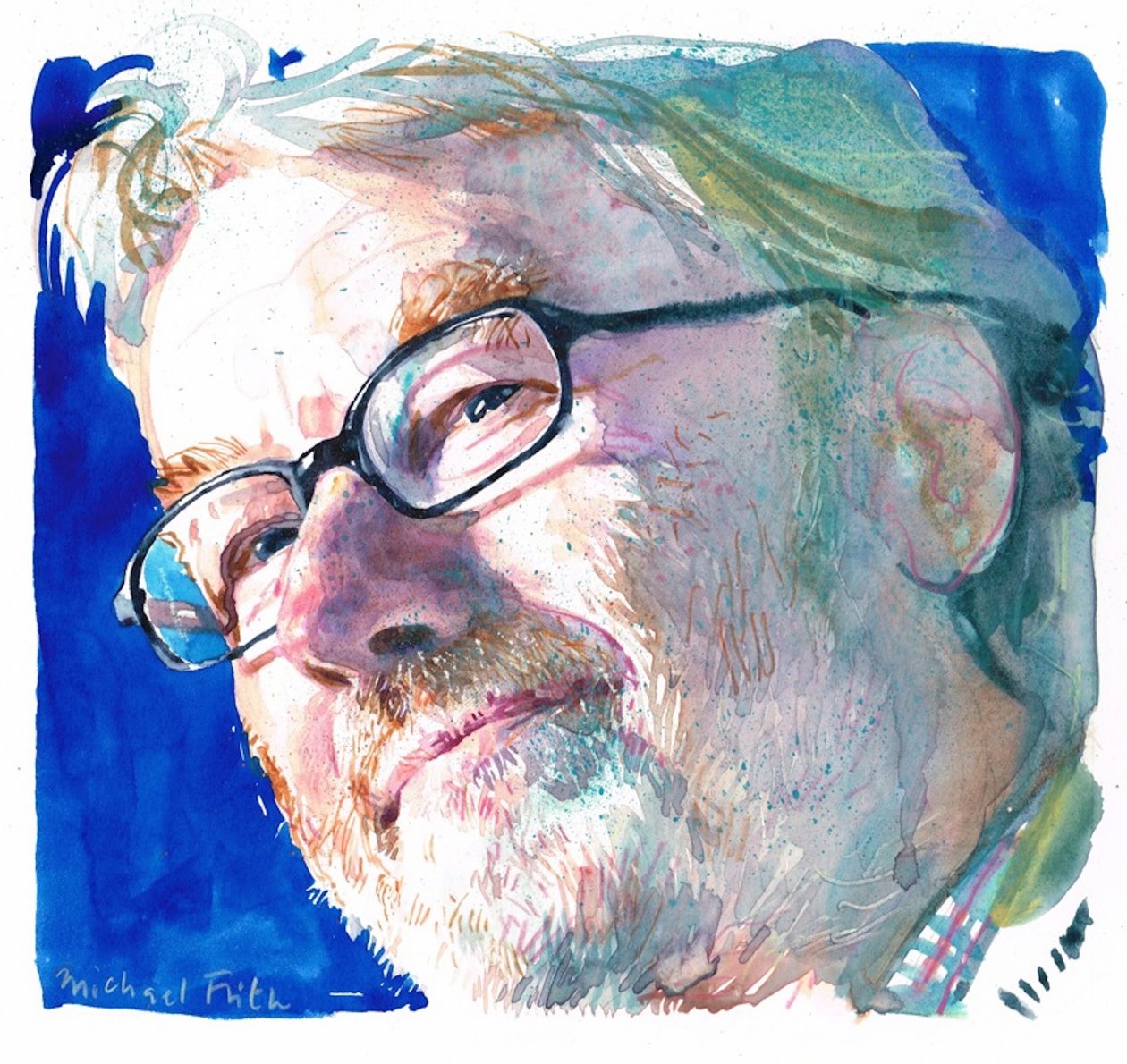 Iain Banks (akwarela) autorstwa Michael Frith