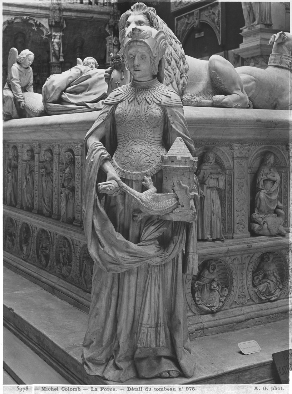 Nantes, katedra św. Piotra i Pawła, grobowiec Franciszka II, księcia Bretanii i Małgorzaty z Foix, detal Fortitude, 1502-07 odlew gipsowy z marmuru zdjęcie bw autorstwa Michel Colombe