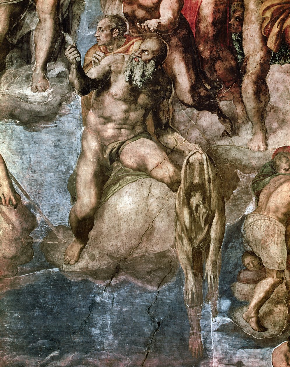 Sufit Kaplicy Sykstyńskiej: Sąd Ostateczny, fragment św. Bartłomieja trzymającego obdartą ze skóry skórę, 1538-41 autorstwa Michelangelo Buonarroti