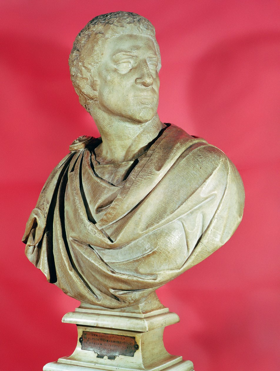 Popiersie Brutusa (85-42 pne) ok. 1540 (marmur) autorstwa Michelangelo Buonarroti