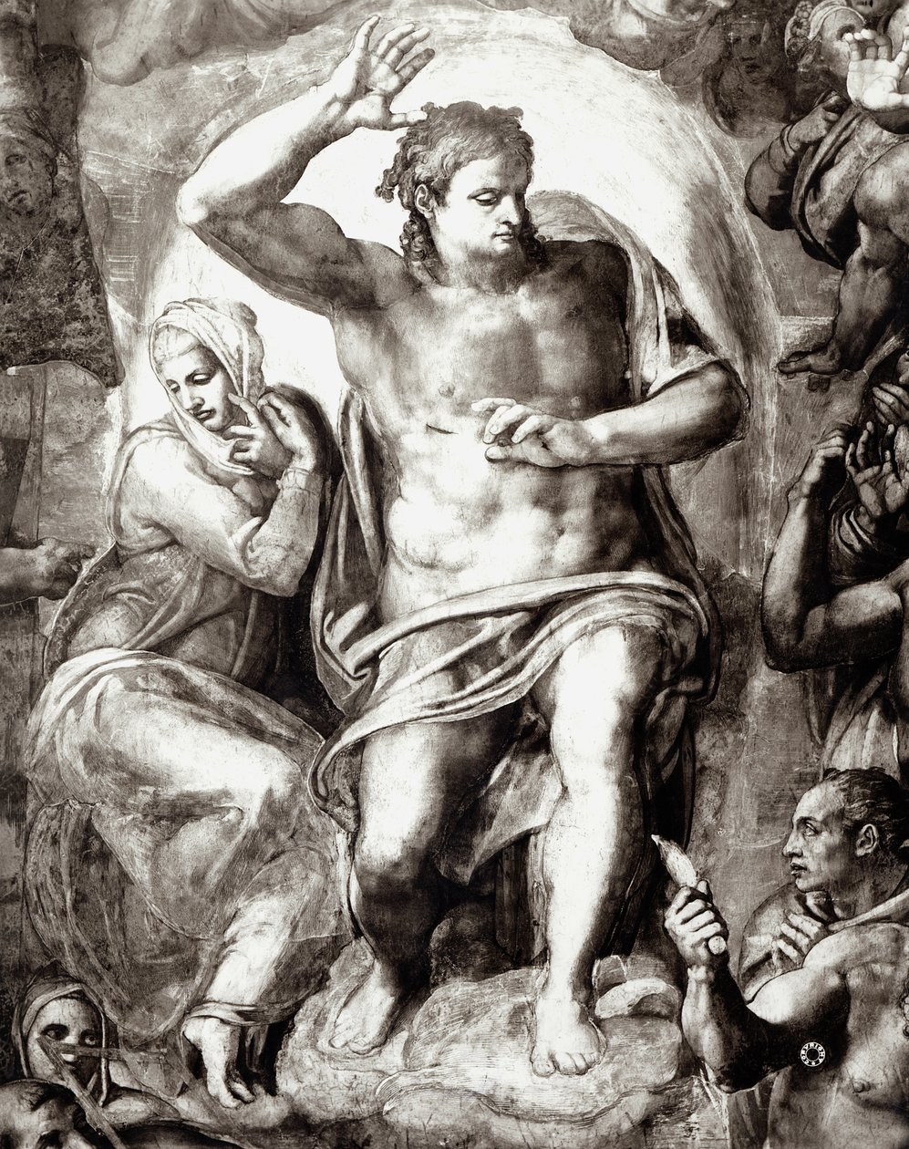 Chrystus, fragment z Sądu Ostatecznego, 1538-41 autorstwa Michelangelo Buonarroti