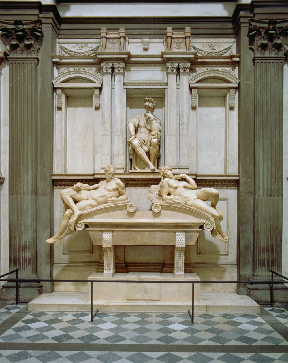Zmierzch i świt z Grobowca Wawrzyńca Medyceusza, projekt 1521, rzeźbiony 1524-34 (marmur) autorstwa Michelangelo Buonarroti