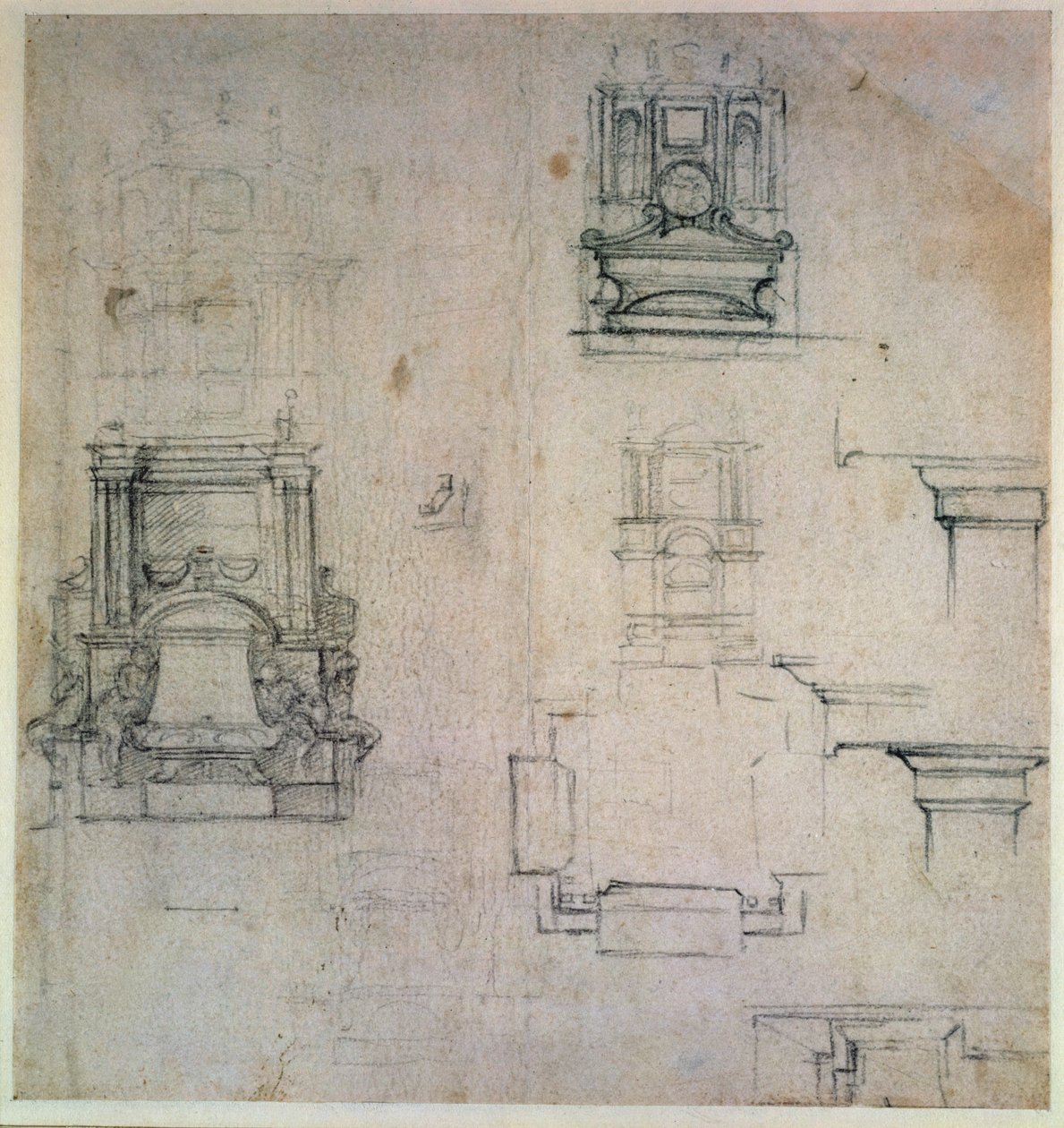 Faktura 1859 6-25-545. R. (W. 25) Wzory nagrobków (czerwona kreda) autorstwa Michelangelo Buonarroti