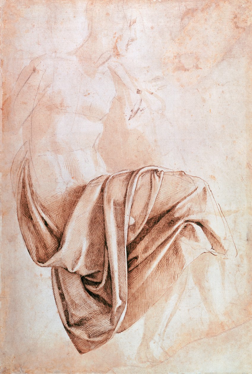 Faktura 1887-5-2-118 Recto (W.10) Studium draperii (rysunek) autorstwa Michelangelo Buonarroti