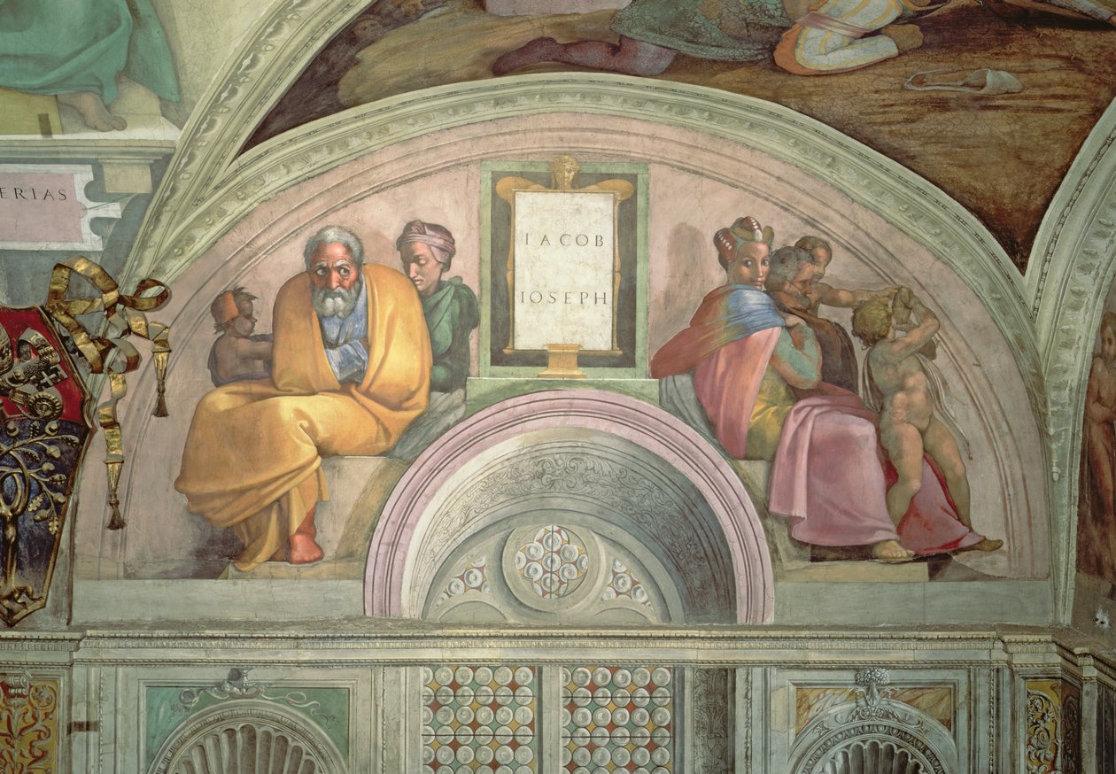 Jakub i Józef, Kaplica Sykstyńska autorstwa Michelangelo Buonarroti