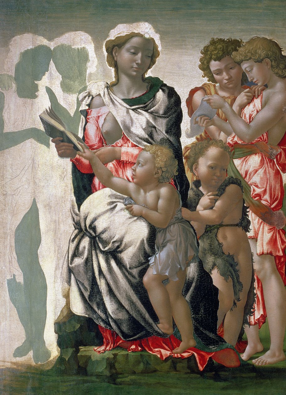Madonna z Dzieciątkiem ze św. Janem, ok. 1495 (tempera na desce) autorstwa Michelangelo Buonarroti
