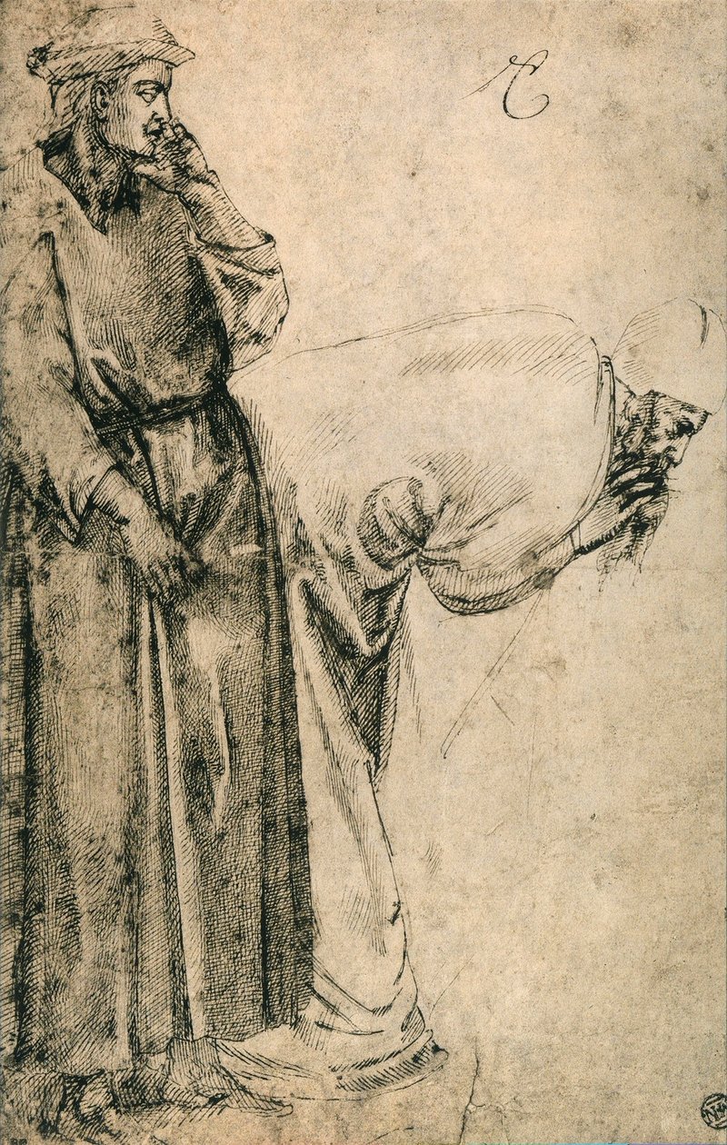 Postacie męskie (kopia od Giotto); rysunek Michała Anioła. Luwr, Paryż autorstwa Michelangelo Buonarroti